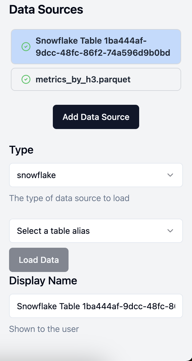 Data sources pane screenshot
