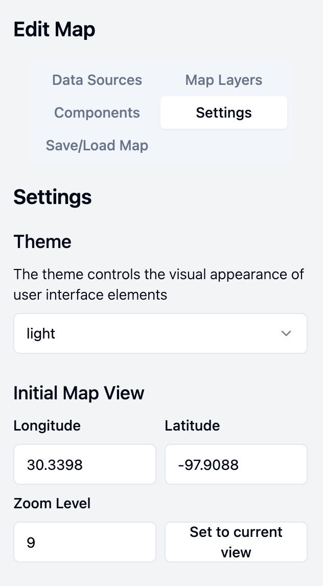 Screenshot showing the settings pane